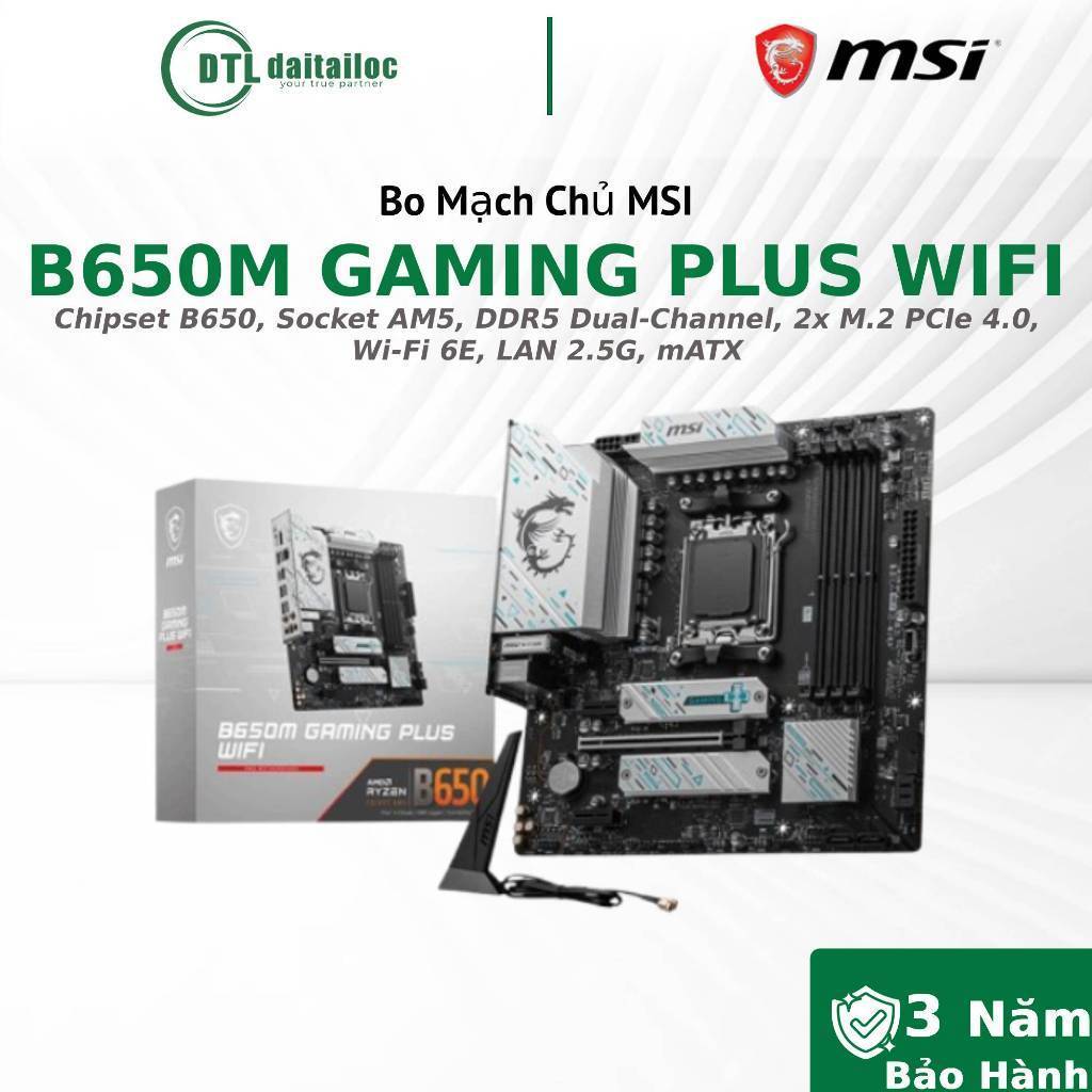 MainBoard MSI B650M GAMING PLUS WIFI - Chipset B650, Socket AM5, DDR5 Wi-Fi 6E, LAN 2.5G, mATX / Chí