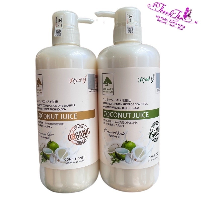 Dầu gội xả dừa tươi cao cấp Coconut Juice KENDY 800mlx2 - NN
