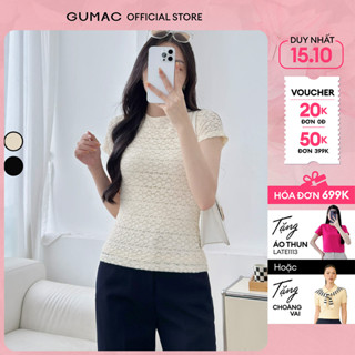 [NEW] Áo thun ren nữ tay ngắn cổ tròn ôm nhẹ nhàng thời trang GUMAC LATF0918