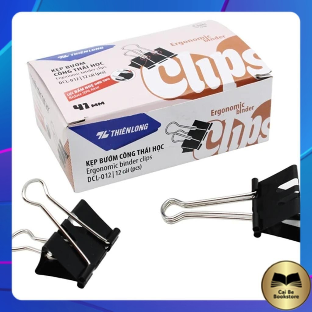 [Có VAT] Hộp 12 Kẹp bướm Công Thái Học DCL-012 41mm -  Nhà Sách Cái Bè CH2
