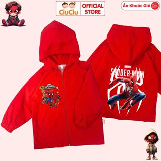 Áo Khoác Gió Siêu Nhân Người Nhện Spiderman Cho Bé Trai CIUCIU Áo Gió Thu Đông Cho Bé 2 Lớp Lót Lưới 