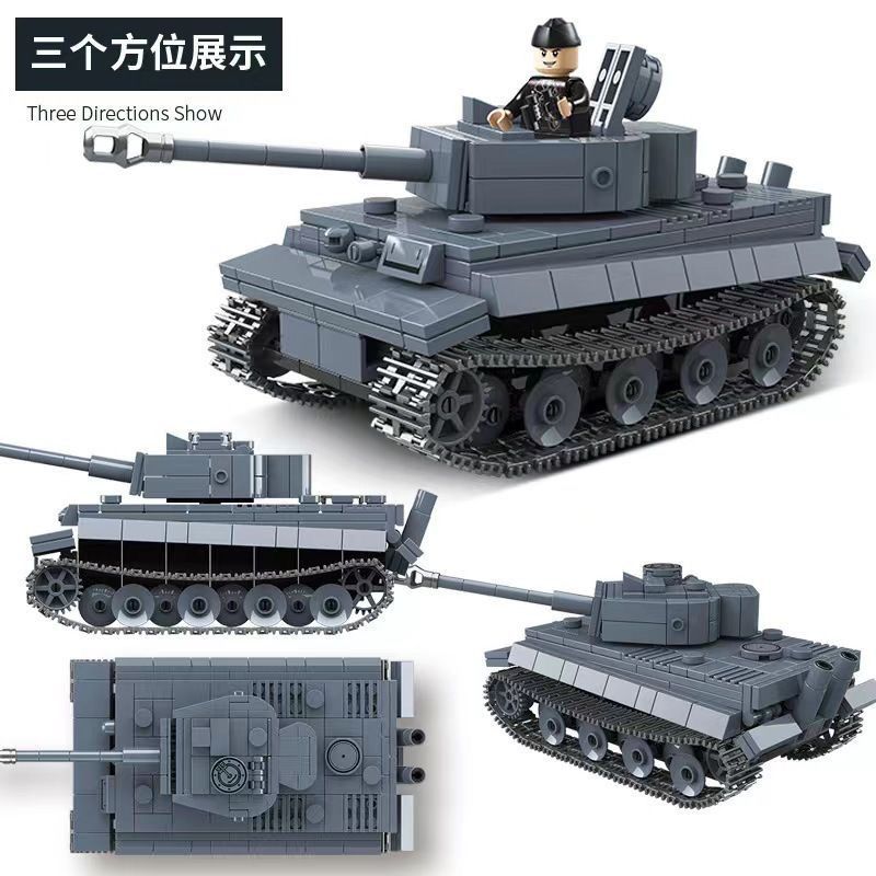 Tương thích với Lego Tank Lắp ráp Tiger Leopard No. Xe bọc thép 3 đường Mô hình khối xây dựng quân s