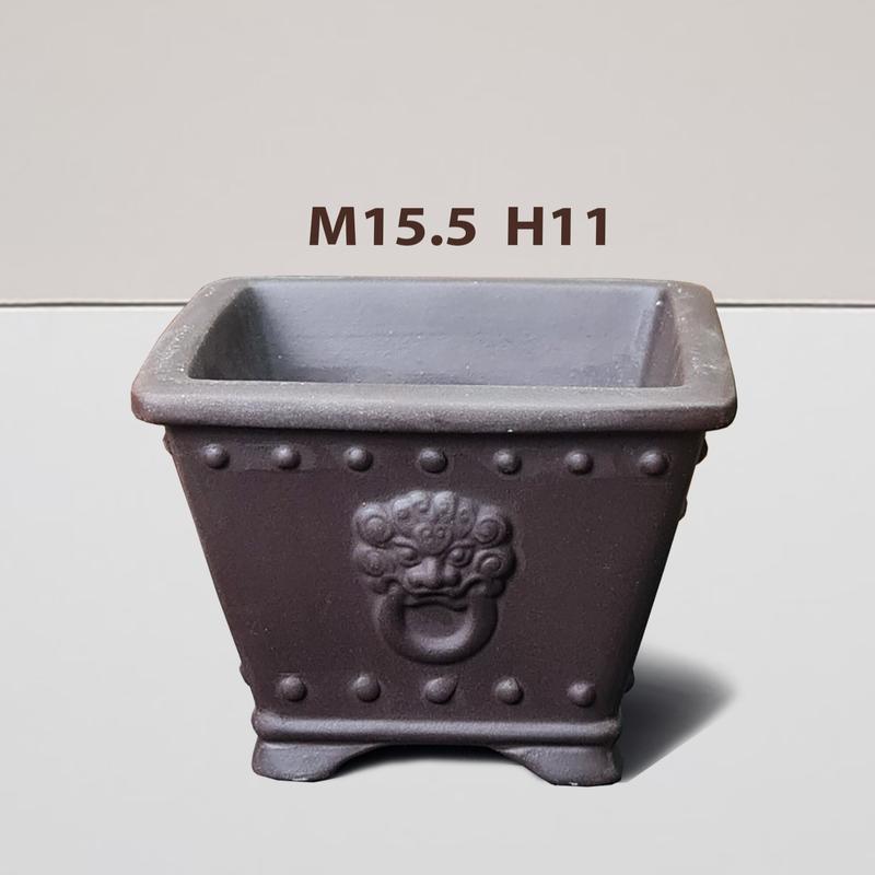 Chậu vuông vát mini mặt bợm gốm tàu,chậu bonsai để bàn,chậu gốm tàu cao cấp.