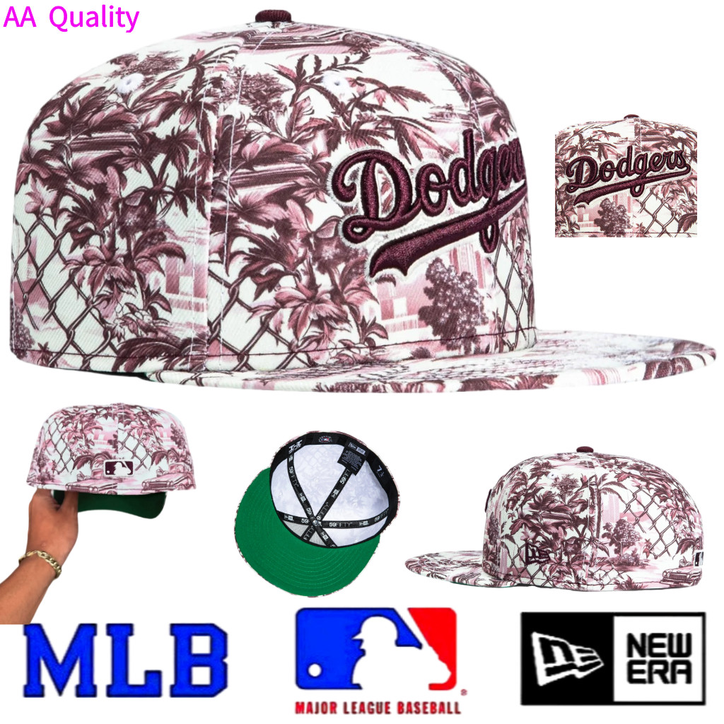 Major League Baseball - Dodgers Baseball Cap - Hat Club - Fit Cap -White and Pink-American Hip-hop C