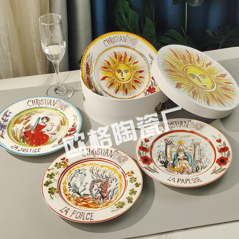 ONLS Creative Ceramic Steak8Plate set combination for home use, hand-painted style, Western-style di