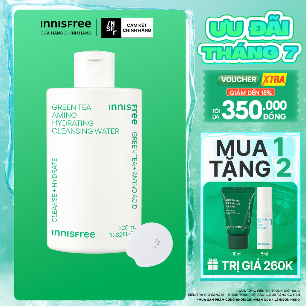 Nước tẩy trang dưỡng ẩm Innisfree Green Tea Amino Cleansing Water 320ml