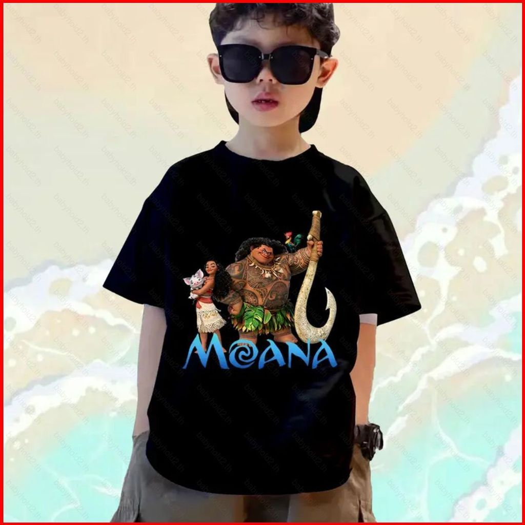 BH2 Moana 2 Cosplay Vải Trẻ Em Unisex Xu Hướng Thời Trang Mùa Hè Áo Thun Anime Tay Ngắn Top HB2