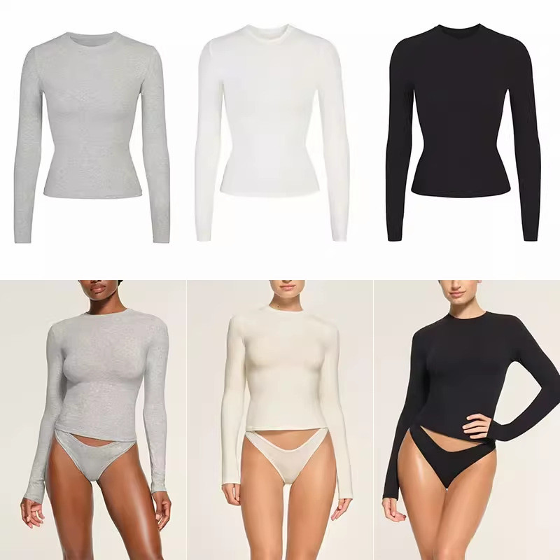 SKIM* COTTON JERSEY Tight-fitting long-sleeve base shirt t T-shirt Inner Wear