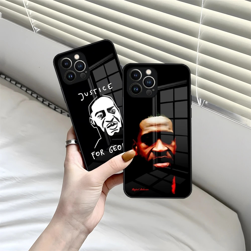 BK-1 George Floyd Ốp Lưng Điện Thoại IPhone 13 15 16 14 12 11 Pro XS Max Plus Mini X XR SE2020 Kính 