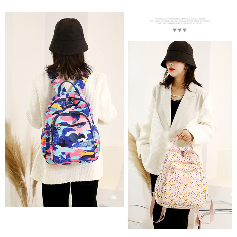 Women's Printed Backpack Lightweight Water-Resistant Nylon Bag Casual Student School Bag Outdoor Tra