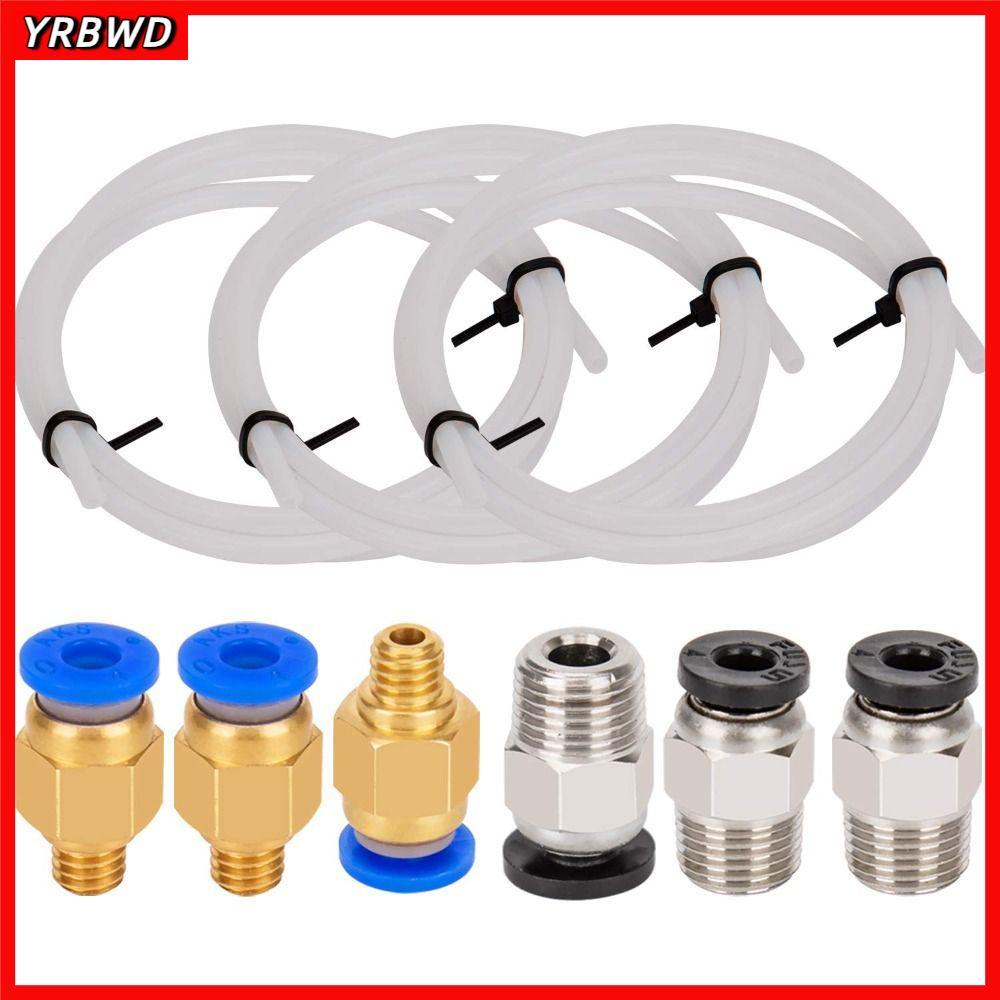 Ống kết nối màu trắng YRBWD, 10 phụ kiện PC4-M10 1 mét Ống PTFE, Bộ phận máy in với 10 phụ kiện PC4-