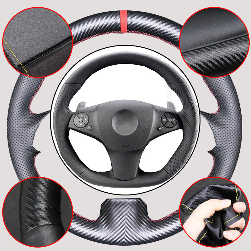 Cao Cấp Sợi Carbon Da Vô Lăng Ô Tô Dành Cho Xe Mercedes Benz C63 AMG W204 CLS-Class CLS C219 W212 C2