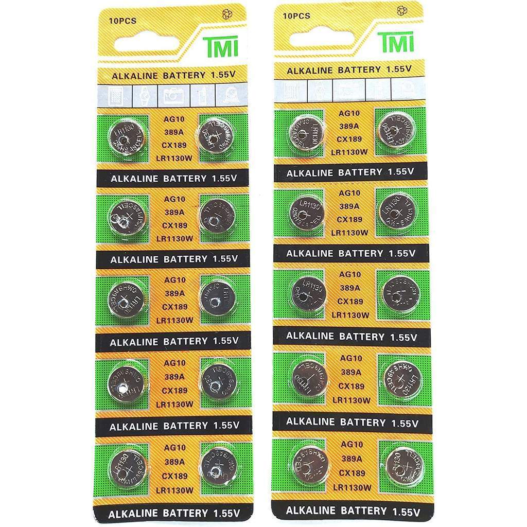 10 Viên pin AG10 LR1130 AG 10 SR54 189 389 SR1130 L1131 G10A Nút Cho Đồng Hồ Đồ Chơi