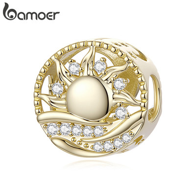 Mặt dây chuyền mặt trời & mặt trăng Bamoer Charm DIY cho vòng tay Quà tặng cho nữ