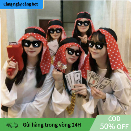 [Rẻ] Set 3 món cosplay đại gia Dubai, áo vest, kính mát, dây chuyền