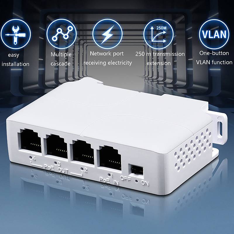 Trailblazer Bộ lặp mở rộng PoE chống nước 4 cổng cho Camera IP NVR PoE Switch Network Mới