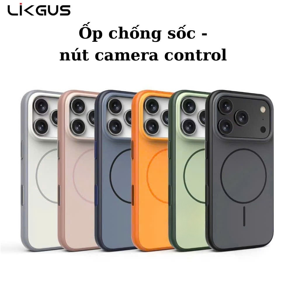 Ốp Lưng Likgus AI Glaze Mag Chống Sốc Chống Vân Tay MagSafe Camera Control iPhone 17 Pro Max / 16 Pr