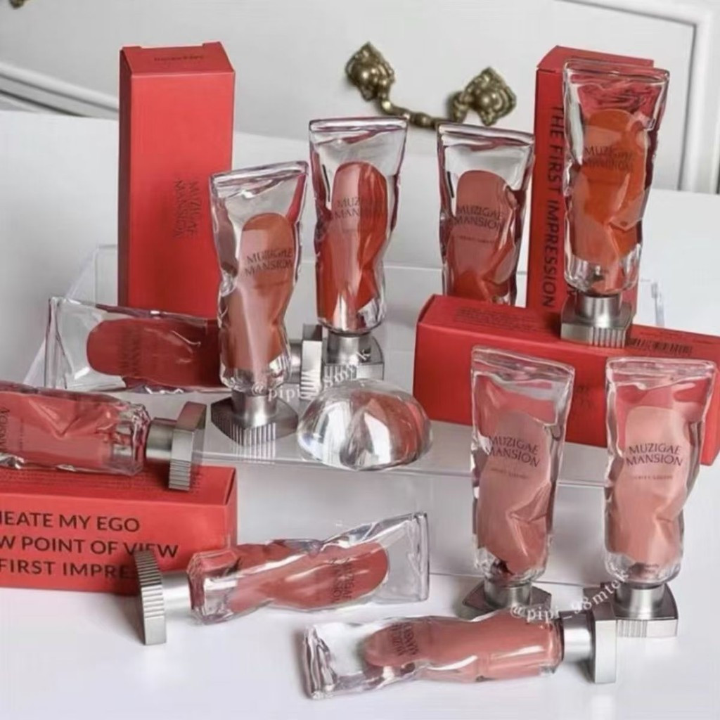Hàn Quốc MUZIGAE MANSION Ice Cube Lip Gloss Sắc tố trong suốt Xịt nước Nhung Matte Lipstick Mirror L