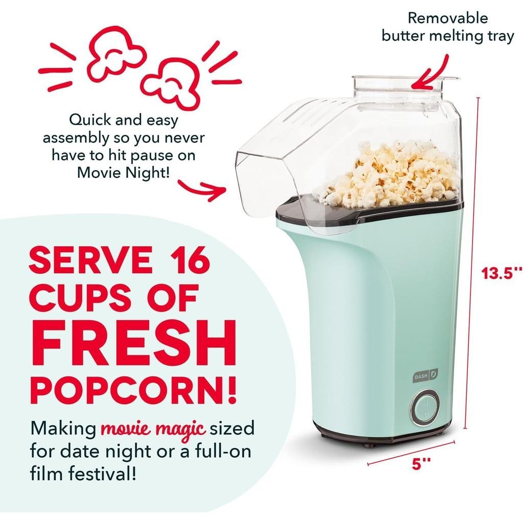 DASHFreshPopcornMaker-Free, AirPopcornPopper-WithMeassuringCup & RecipeGuide-PerfectforMovieNights-1
