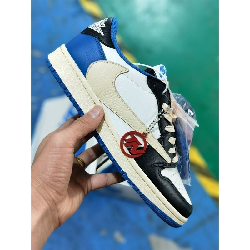 OFF-WHITE Travis Scott x Fragment Design x Jordan Air Jordan 1 AJ1 Low OG SP OFF-Trắng xanh trắng gi