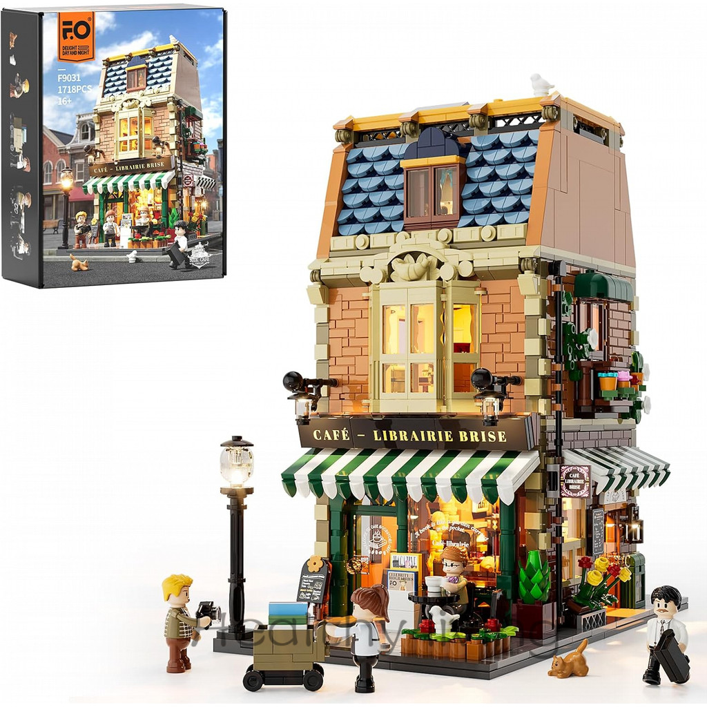 Funwhole Book-Cafe Lighting Building-Bricks Set - City Town Coffee House LED Light Bộ mô-đun xây dựn