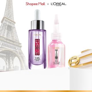 Bộ dưỡng chất peel sáng da làm sạch tế bào chết Exfoliant Peel 25ml & Serum siêu cấp ẩm 1.5% HA L'Oréal Paris 30ml