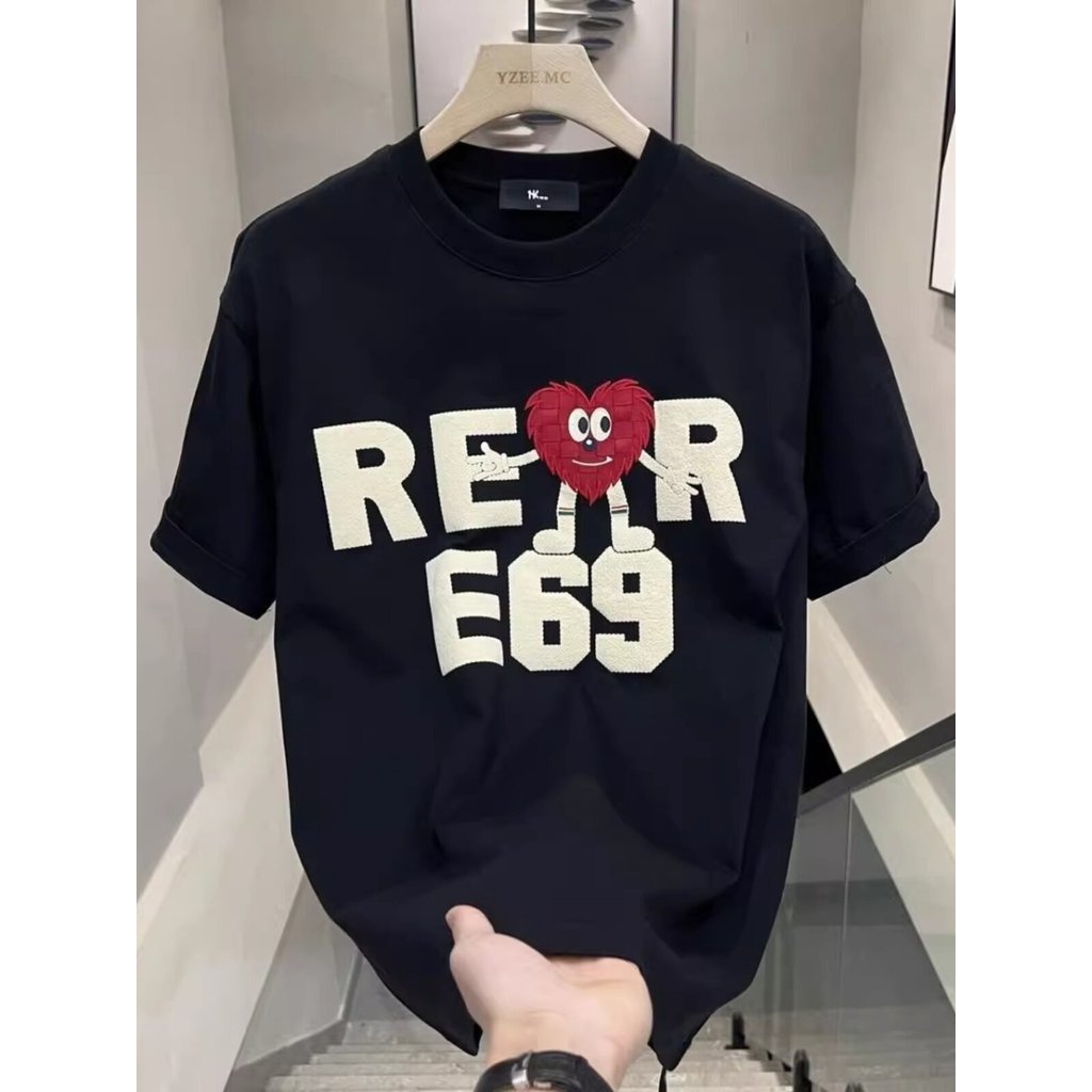 Áo thun nam tay lỡ HappyTee - Mẫu Áo Unisex tay ngắn REOR E69 - Chất vải cotton 100% cao cấp