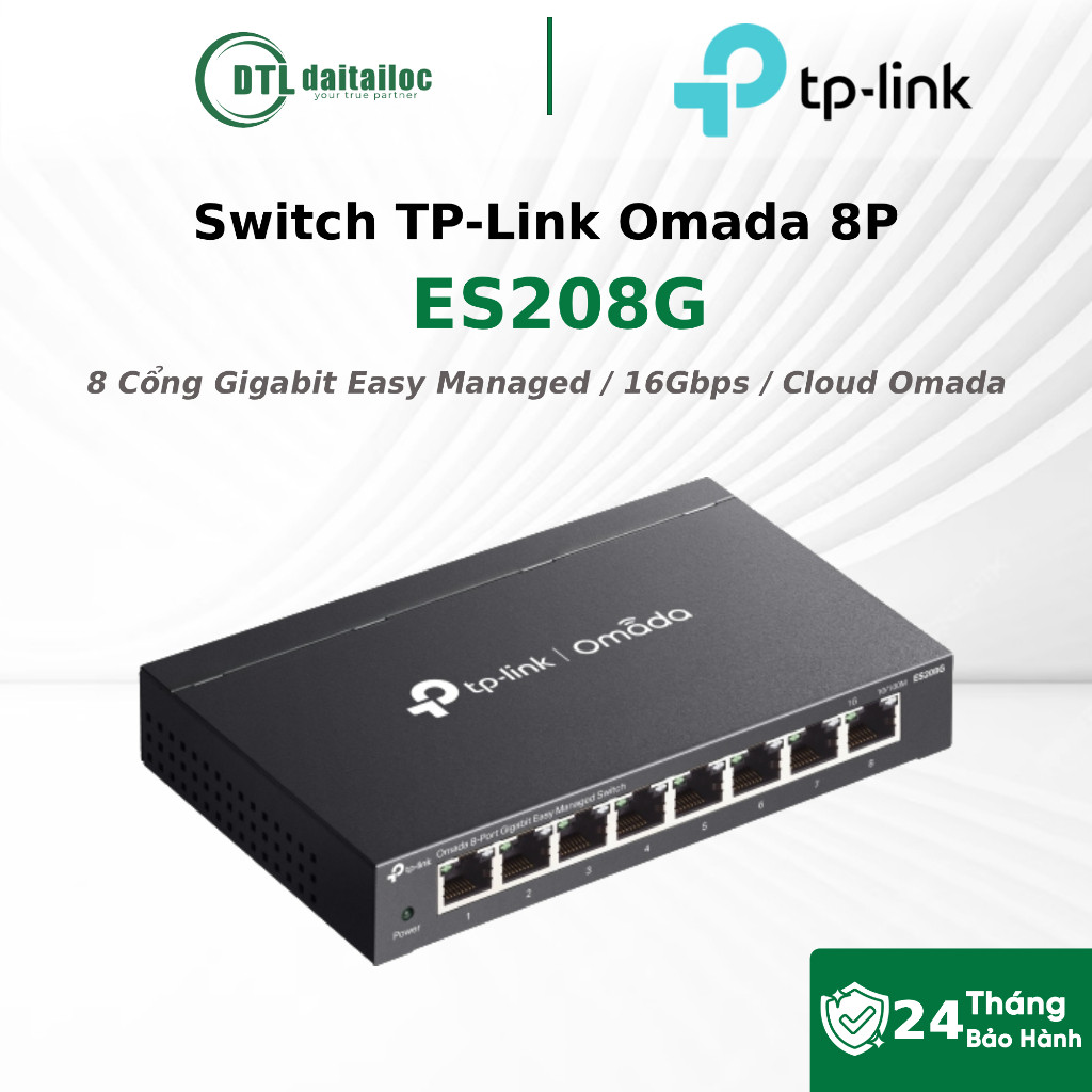 Switch TP-Link Omada ES208G 8 Cổng Gigabit Easy Managed 16Gbps | Chính Hãng | Bảo Hành 24 Tháng