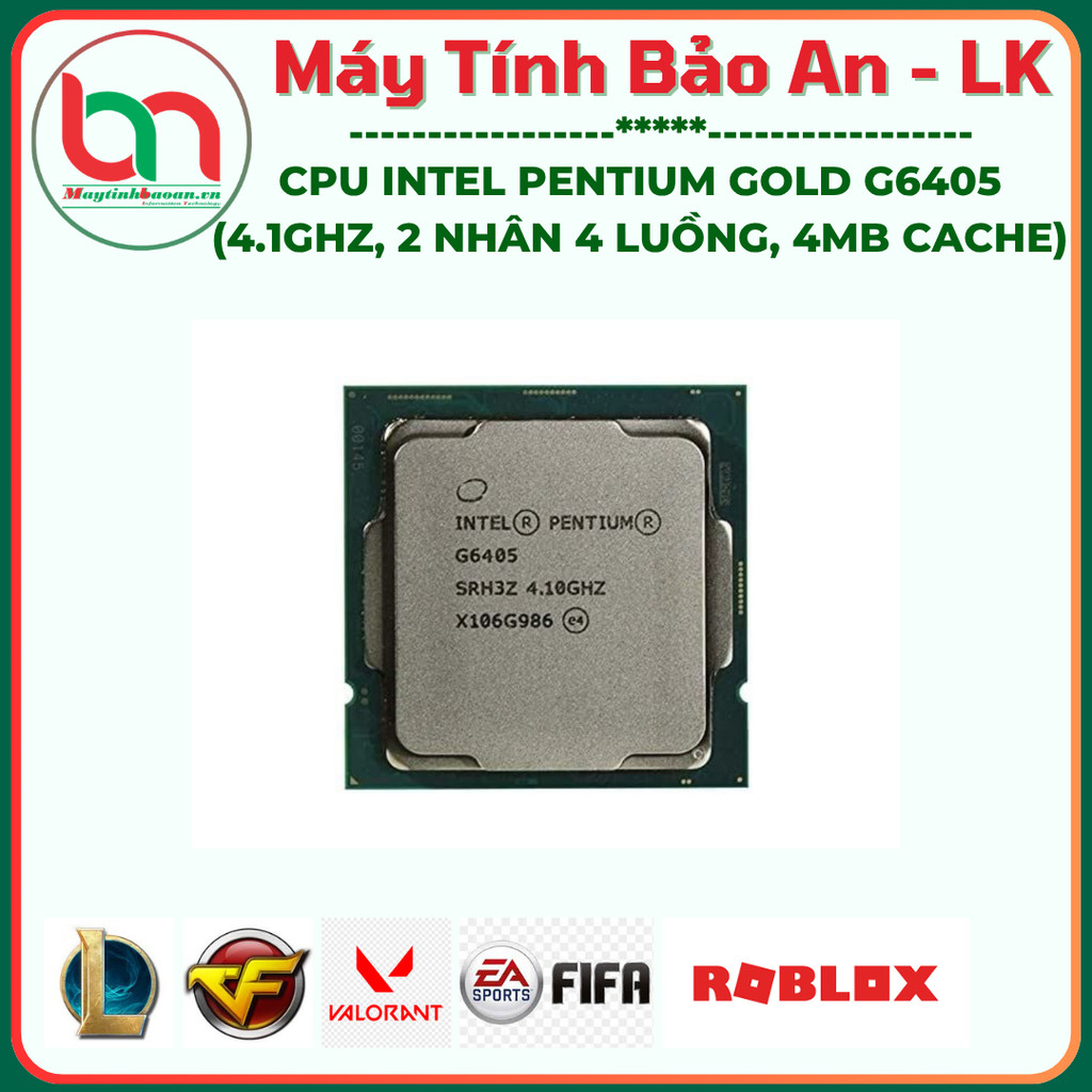 Bộ xử lý Intel® Pentium® Gold G6405 bộ nhớ đệm 4M, 4,10 GHz - 2ND bh 30 ngày