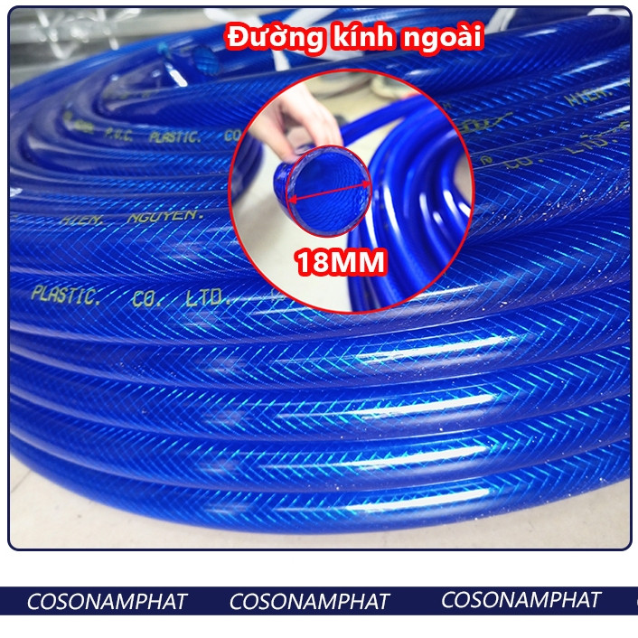 [Giá VAT] Cuộn Dây 18mm Trong 14mm Xanh 3 Lớp Nhựa Dẻo PVC Dẫn Nước Sân Vườn Hồ Cá Tưới Cây Đường Kí