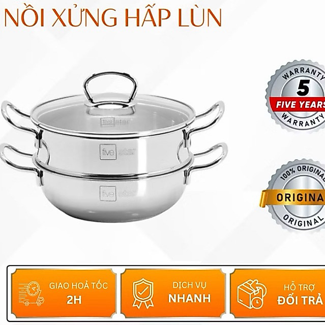 FIVESTAR BỘ XỬNG HẤP THÂN THẤP FIVESTAR nấu được trên cả bếp từ