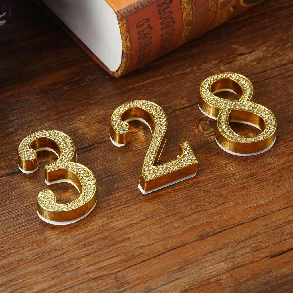 Inlaid straight number silver door number sign, gold manufacturer, new metal product, diamond number