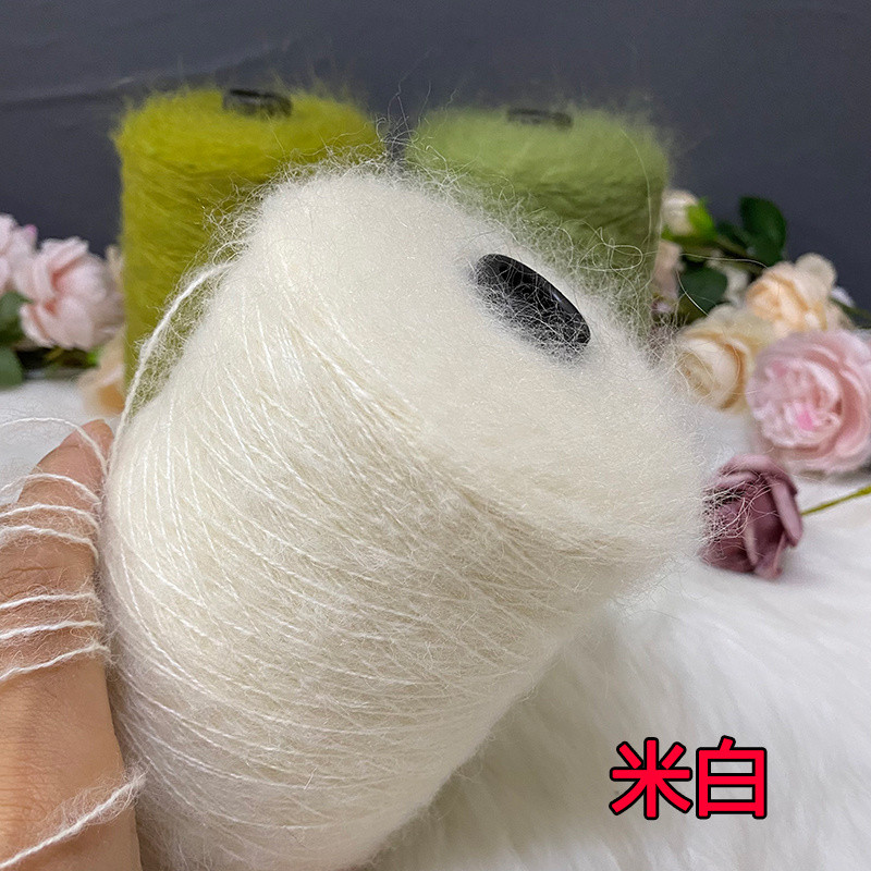 5.5 Trắng Mohair Mohair Len Len Mềm Mại Dệt Tay Vừa Dày Áo Len