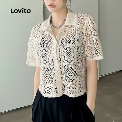 (Kỳ nghỉ) Lovito Áo ren bỏ túi trơn thông thường dành cho nữ L125AD295