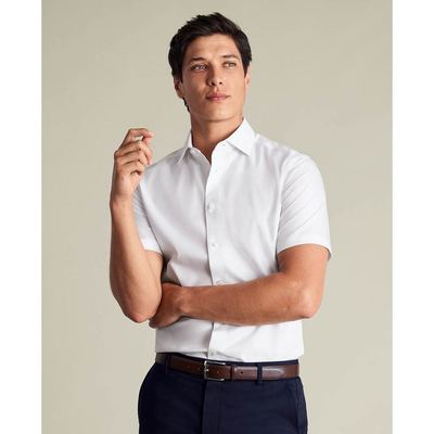 CHARLES TYRWHITT - Áo sơ mi nam cổ bẻ tay ngắn thanh lịch_SCS0107-WHT