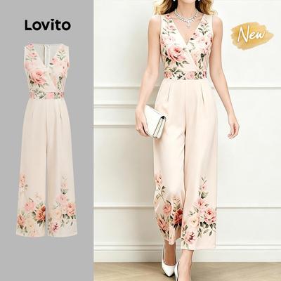 (New Arrival) Lovito Mẫu áo liền quần Boho quấn phong cách xuân/hè cho nữ JRB199P2D727