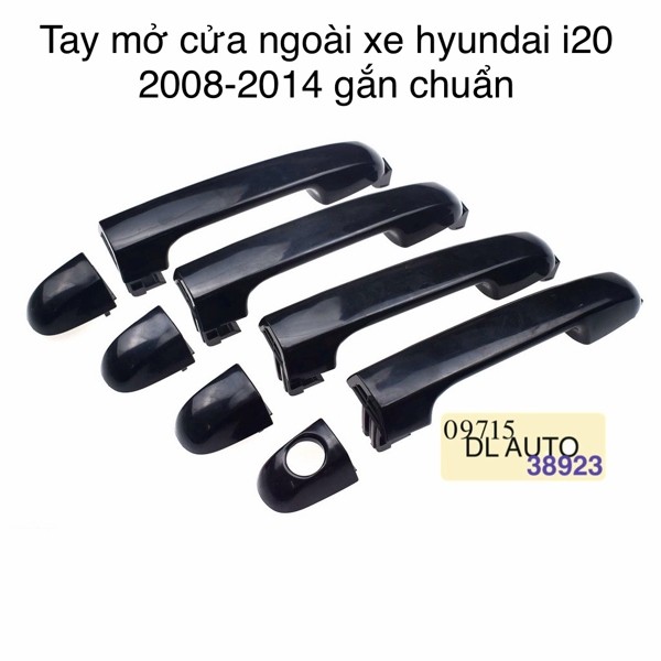 Tay mở cửa bên ngoài trải phải xe hyundai i20 2008-2014  màu đen nhựa mộc chưa sơn model 82651-1J000