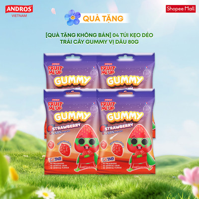 [QUÀ TẶNG KHÔNG BÁN] 4 túi kẹo Dẻo Trái Cây Gummy vị Dâu 80G - Nhập Khẩu Từ Pháp Của Pháp - ANDROS FRUIT ME UP GUMMY