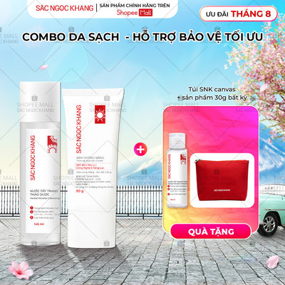 Combo chống nắng và làm dịu da SẮC NGỌC KHANG gồm Kem chống nắng 50g + Nước tẩy trang thảo dược 145ml