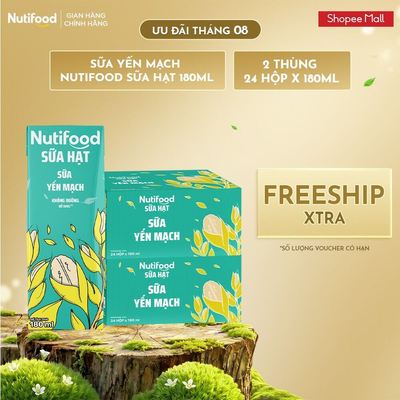 Combo 2 Thùng 24 Hộp Sữa Yến Mạch Nutifood Sữa Hạt 180ml
