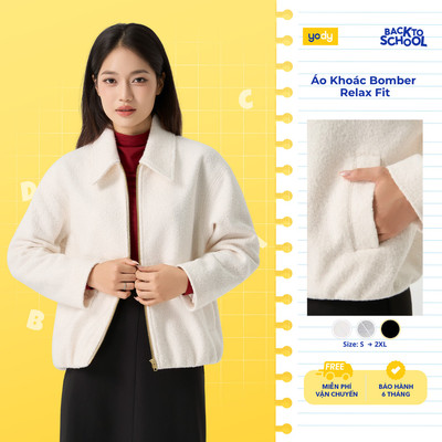 Áo Khoác Bomber Relax Fit Nữ YODY áo ấm lông cừu mềm mại, ấm áp WCJA25F068
