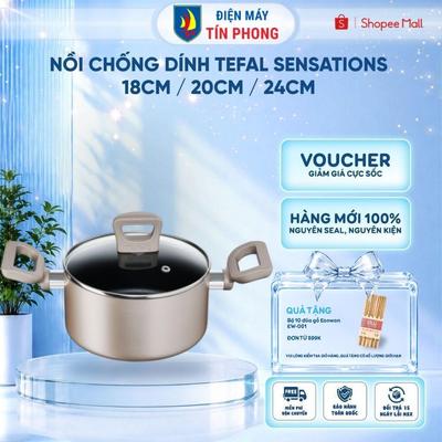 Nồi chống dính Tefal SensationS 18cm / 20cm / 24cm - Hàng chính hãng - Bảo hành 2 năm - Hỏa tốc 2h