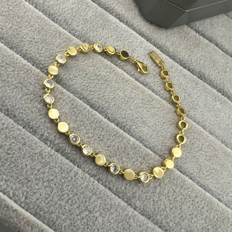 Messika round disc smooth bracelet for women with bubble-shaped diamonds, light luxury versatile Yea