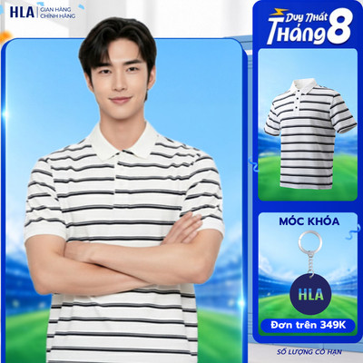 [BÁN CHẠY] Áo POLO Nam HLA Cao Cấp Đứng Form, Hoạ Tiết Kẻ Sọc Đen, Thấm Hút & Thoáng Khí