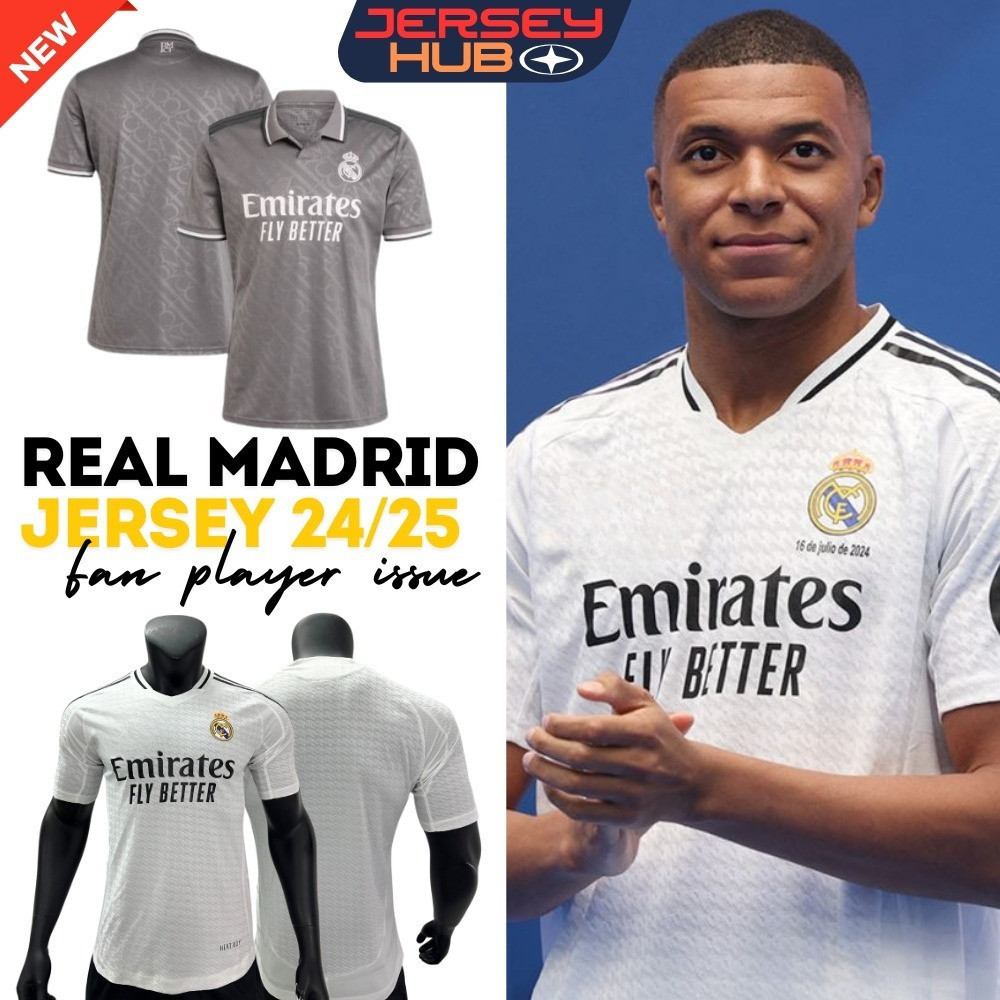 Real Madrid Jersey 24-25 Người hâm mộ Số phát hành 1: 1 Sân khách chính thức Sân khách MỚI Real Madr