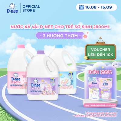 Nước xả vải D-nee cho trẻ sơ sinh, thơm lâu, giúp quần áo mềm mại phù hợp cho làn da nhạy cảm -Can 2800ml- 3 Hương thơm