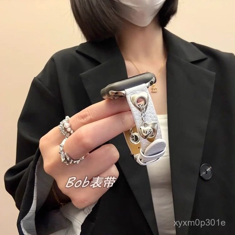Dây đồng hồ da phối dây xích trái tim phong cách Y2K cho Watch nữ bán chạy giao nhanh