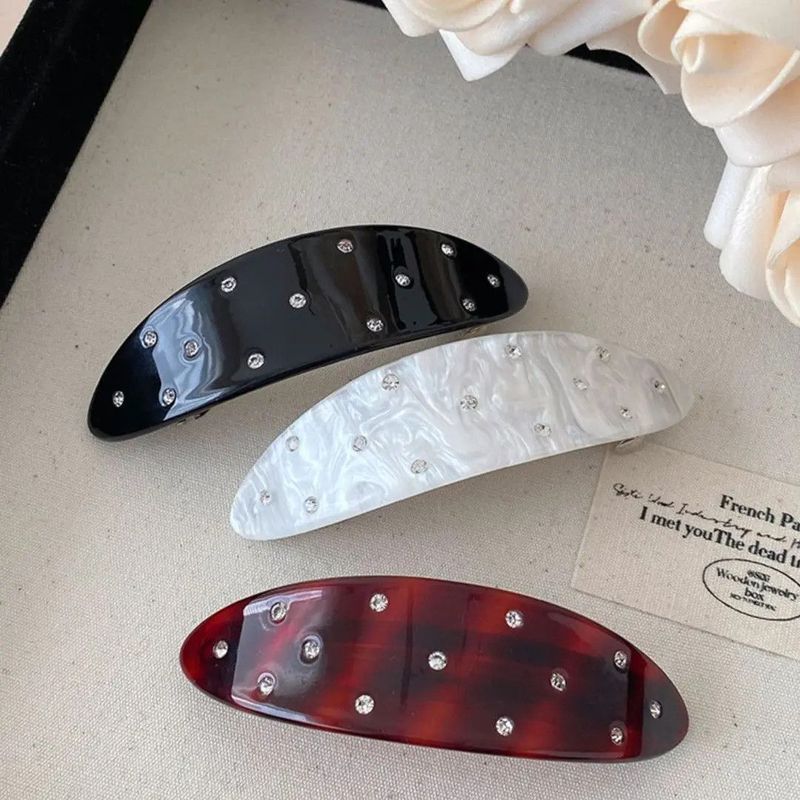 Tính Khí Kim Cương Giả Nửa Hình Acetate Flat Kẹp Phụ Kiện Tóc Nửa Tie Kẹp Tóc Nữ Kẹp Tóc Mùa Xuân Kẹ