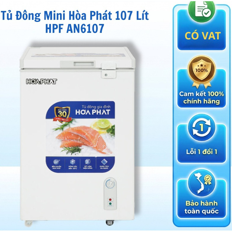 [Hỏa tốc 2h] Tủ Đông Mini Hòa Phát 107 Lít HPF AN6107 Dàn Nhôm Bảo Hành Toàn Quốc