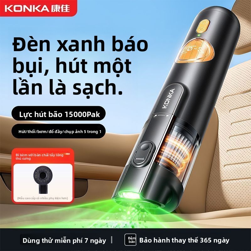 Máy hút bụi Konka đèn xanh lực hút mạnh dùng ô tô gia đình
